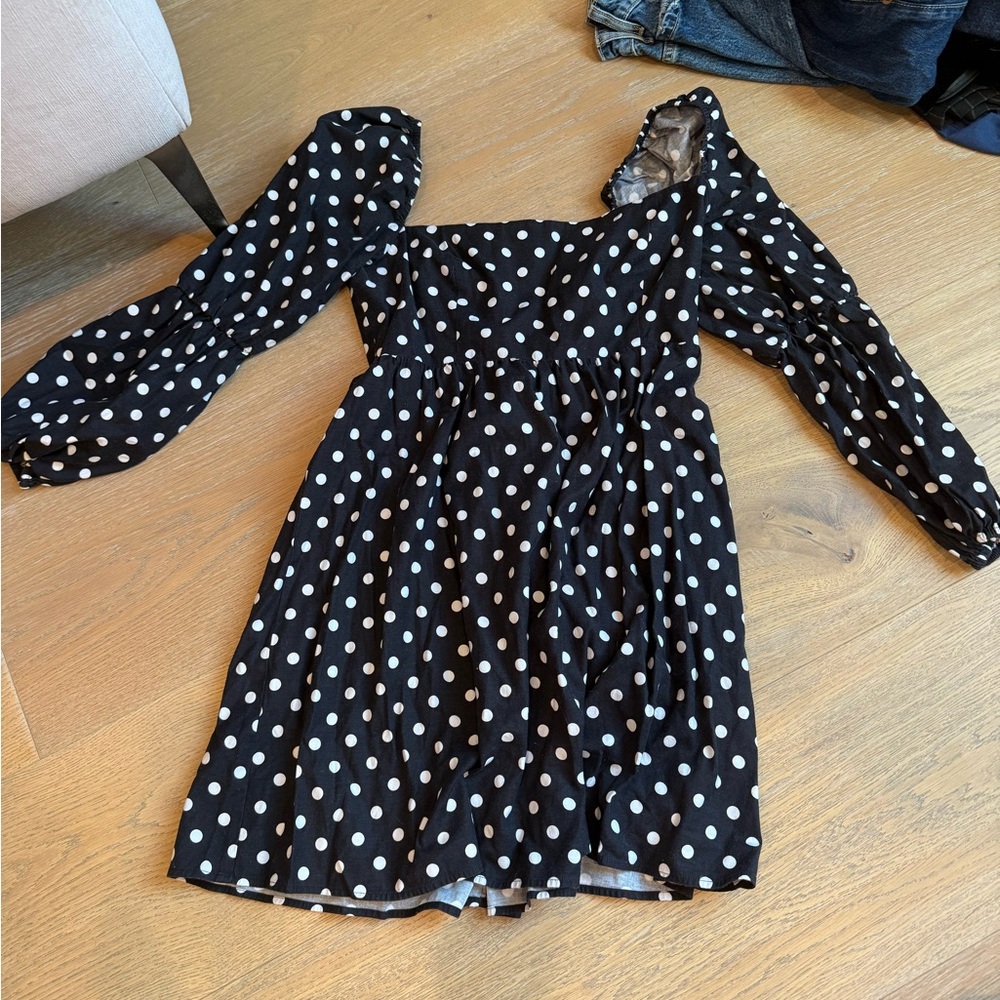 Reformation Black and White Polka Dot Kids Dress